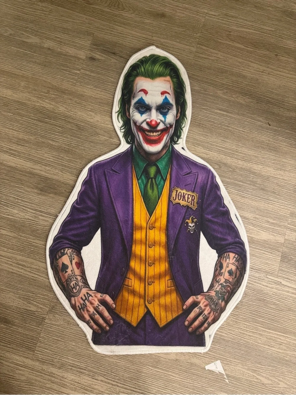 Joker Character Printed Accent Rug - Purple, Yellow, Green. Rug